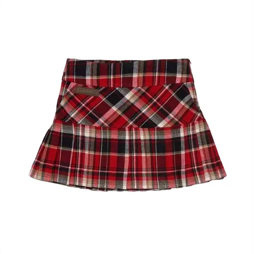NEW DSQUARED2 girl's plaid skirt in red